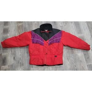 Vintage Yamaha Snowmobile Jacket Red Black Purple Retro Ski Coat Men’s L 80s